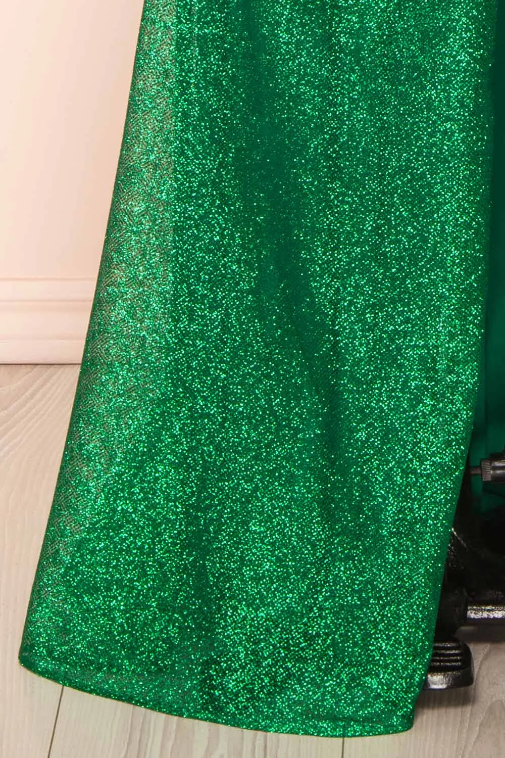 Frosti Green | Sparkly Cowl Neck Maxi Dress