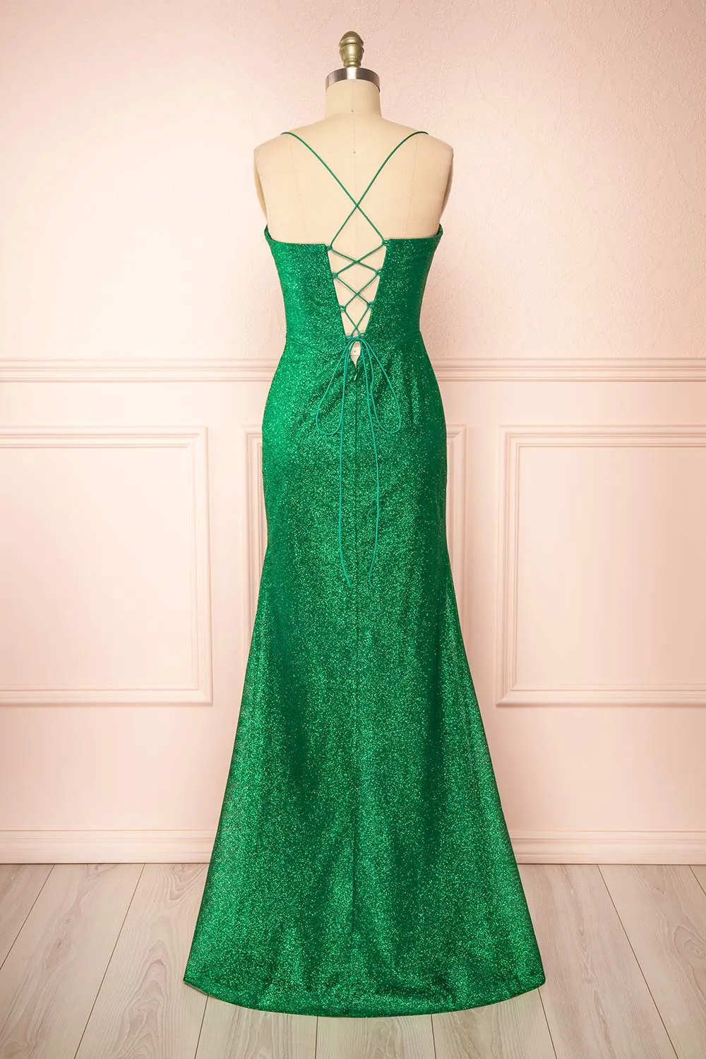 Frosti Green | Sparkly Cowl Neck Maxi Dress