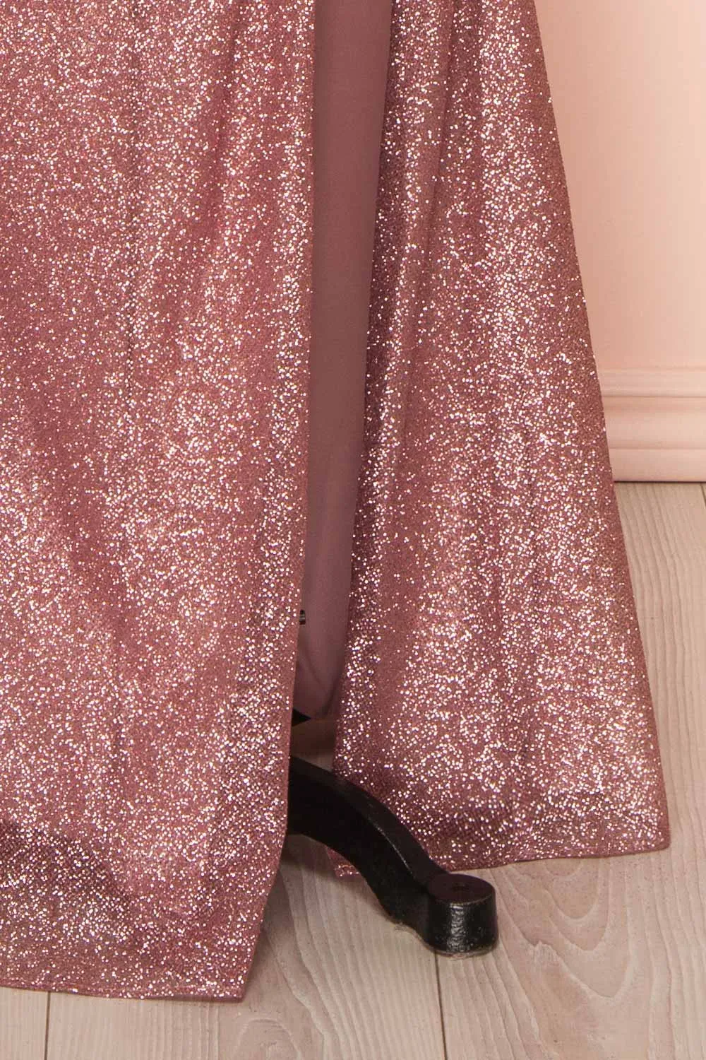 Frosti Mauve | Sparkly Cowl Neck Maxi Dress