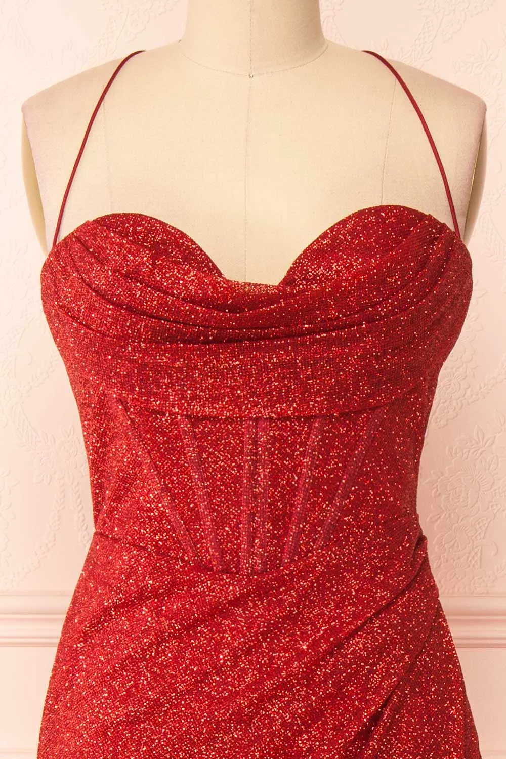 Frosti Red | Sparkly Cowl Neck Maxi Dress