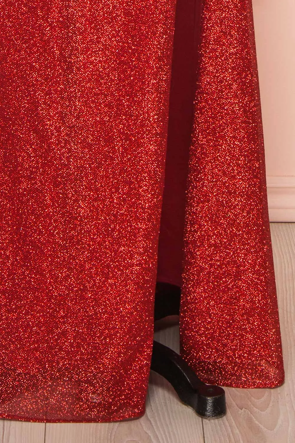 Frosti Red | Sparkly Cowl Neck Maxi Dress