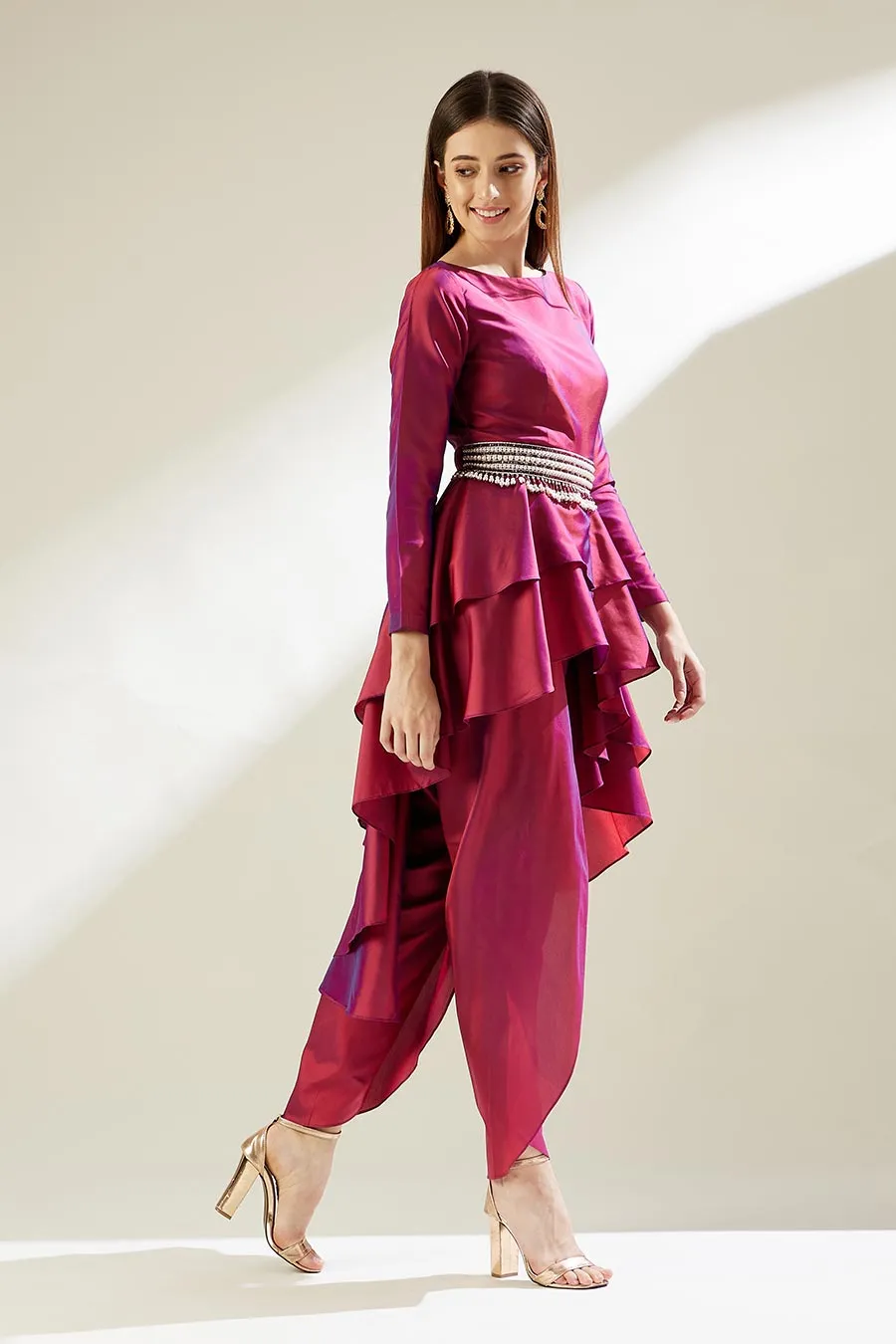 Fuchsia Co-Ord Set With Embellished Belt