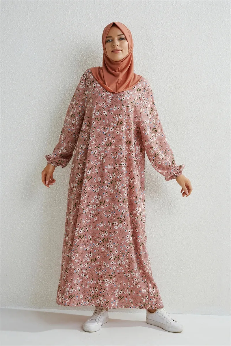 Full Sleeve Printed Floral Casual Long Maxi Dress