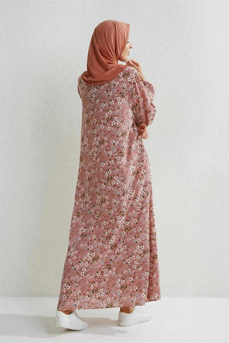 Full Sleeve Printed Floral Casual Long Maxi Dress