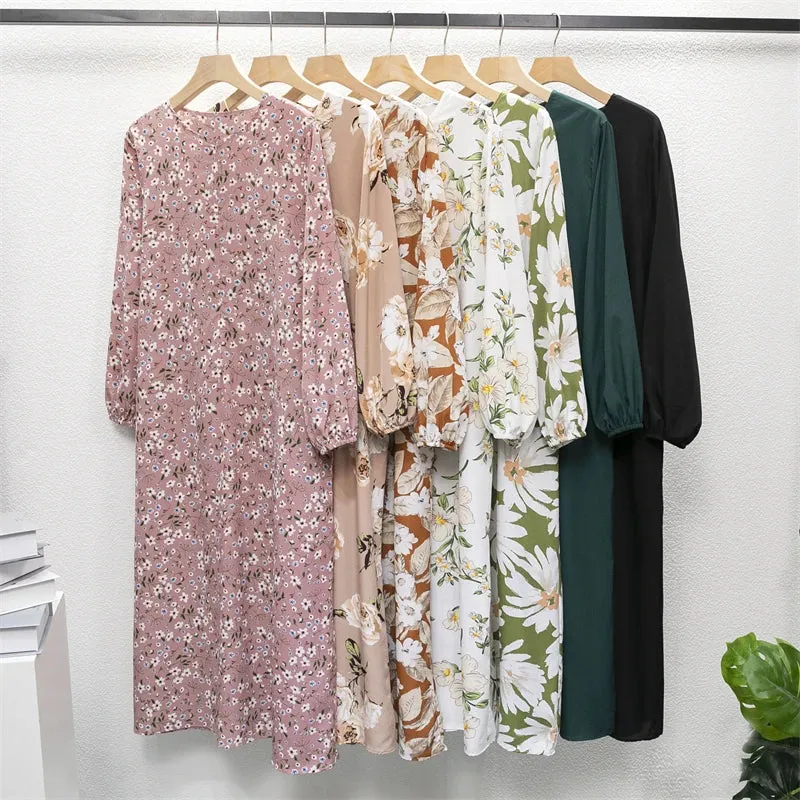 Full Sleeve Printed Floral Casual Long Maxi Dress