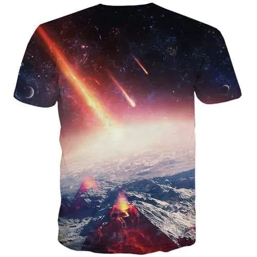 Galaxy Space T-shirt Men Earth Tshirt Anime Flame Tshirts Novelty War Tshirt Printed Mountain T-shirts 3d Short Sleeve Fashion