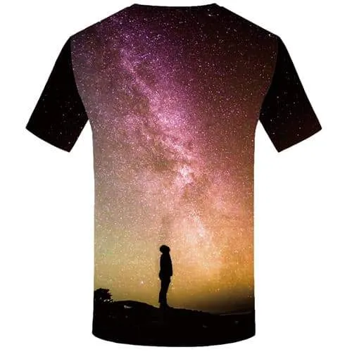 Galaxy Space T shirts Men Nebula T shirts Funny Mountain T-shirts Graphic Character Tshirts Cool Harajuku Tshirts Casual