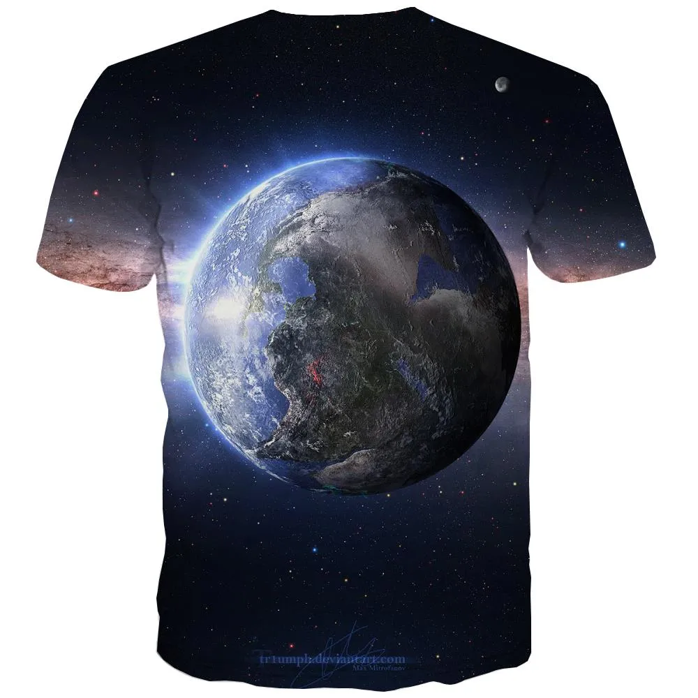 Galaxy T-shirt Men Planet Tshirt Anime Starry Sky Tshirts Novelty Colorful T-shirts Graphic Harajuku Tshirt Printed