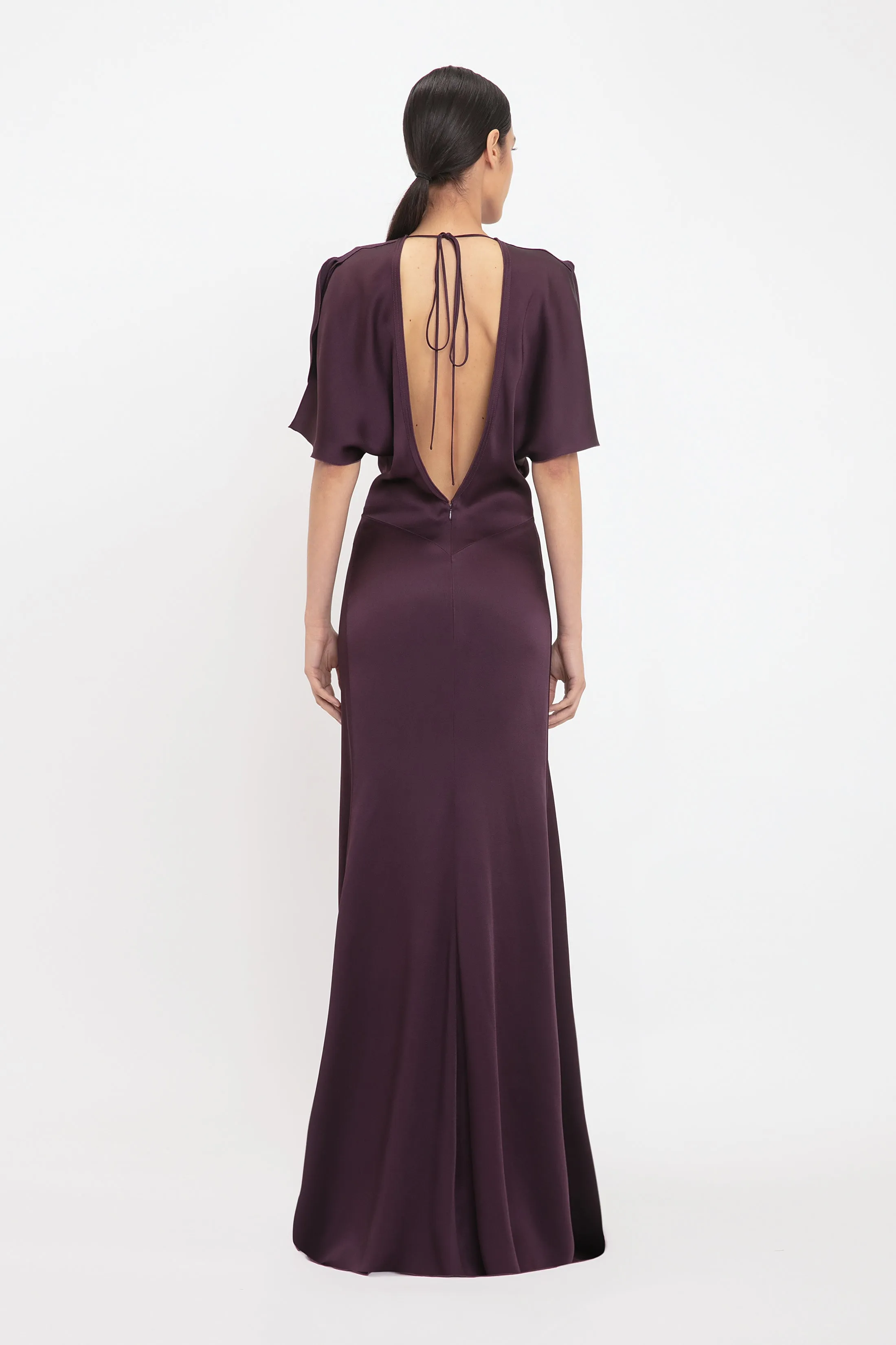 Gathered Waist Floor-Length Dress In Fig