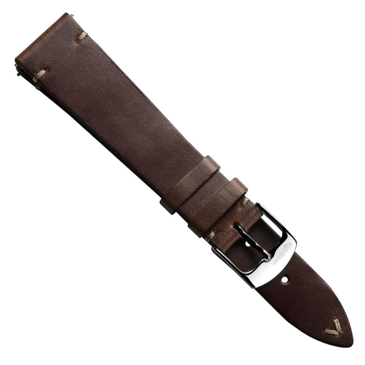 Genuine Horween Chromexcel® V-Stitch Leather Watch Strap - Dark Brown