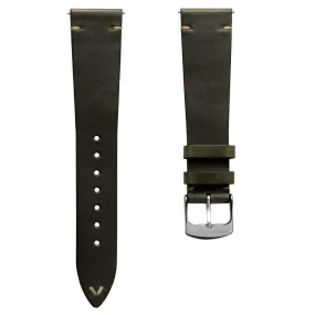 Genuine Horween Chromexcel® V-Stitch Leather Watch Strap - Green