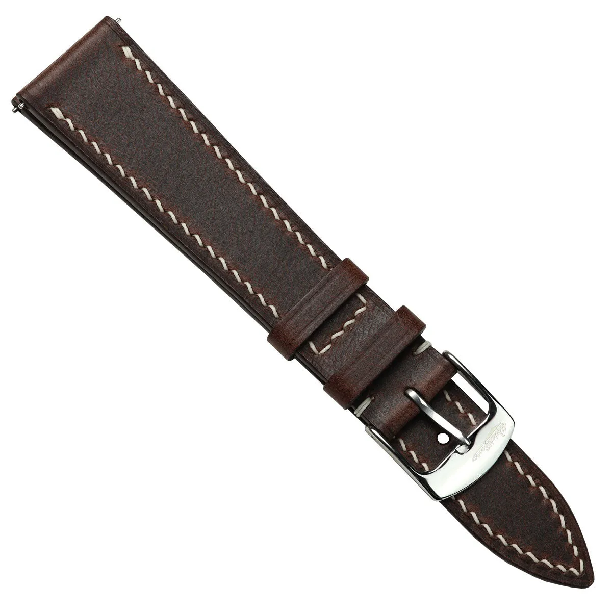 German Hand-Stitched Crazy Horse Leather Watch Strap - Chocolate Brown