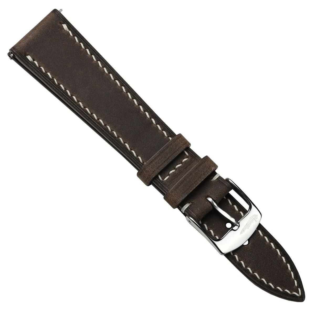 German Hand-Stitched Crazy Horse Leather Watch Strap - Dark Brown