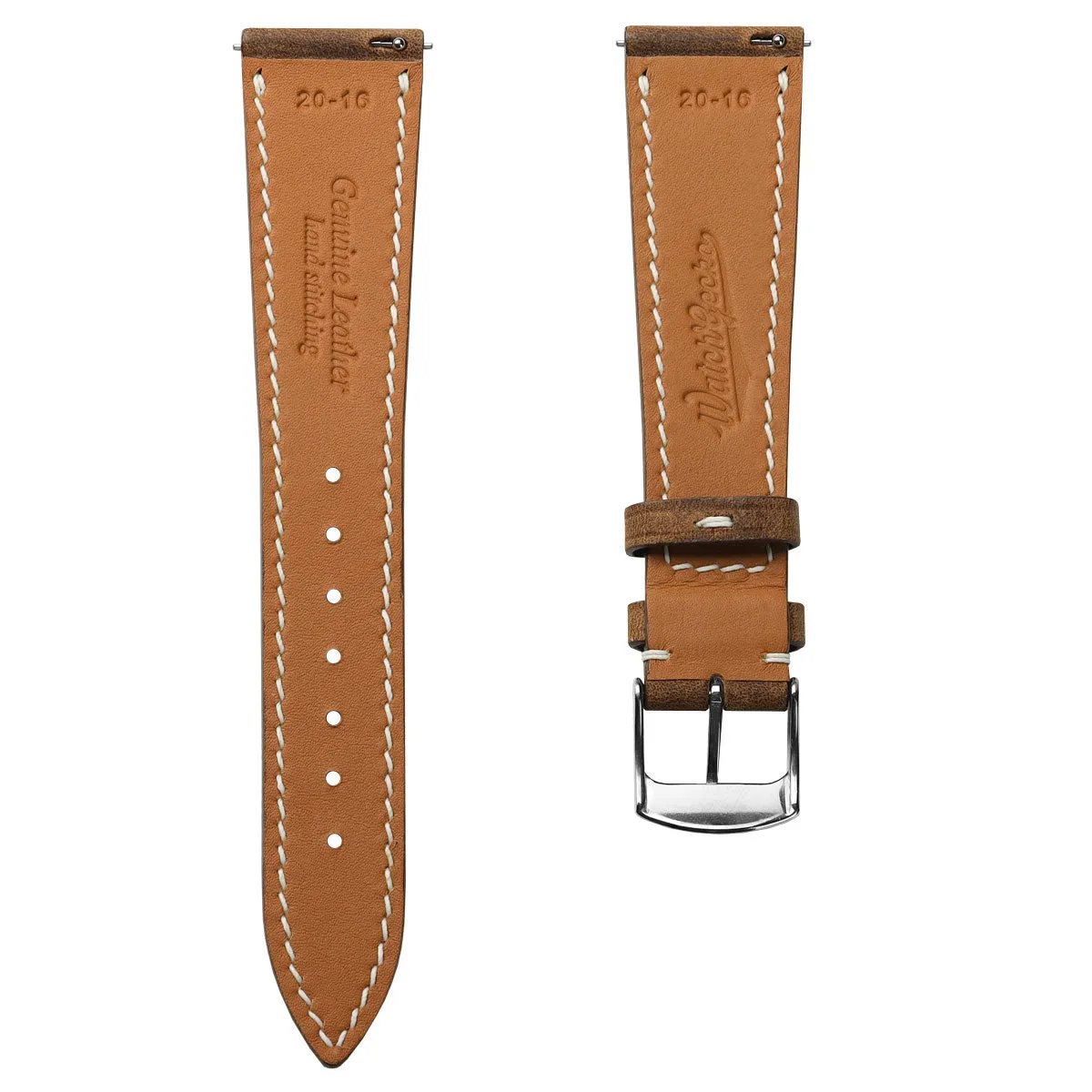 German Hand-Stitched Crazy Horse Leather Watch Strap - Light Brown