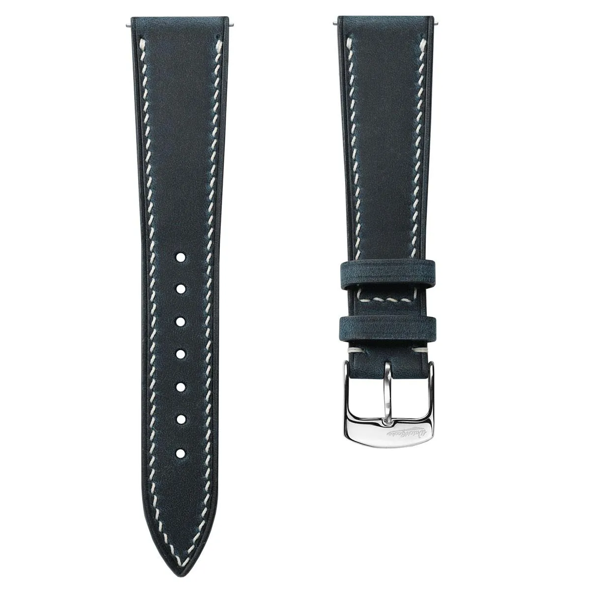 German Hand-Stitched Crazy Horse Leather Watch Strap - Peacock Blue