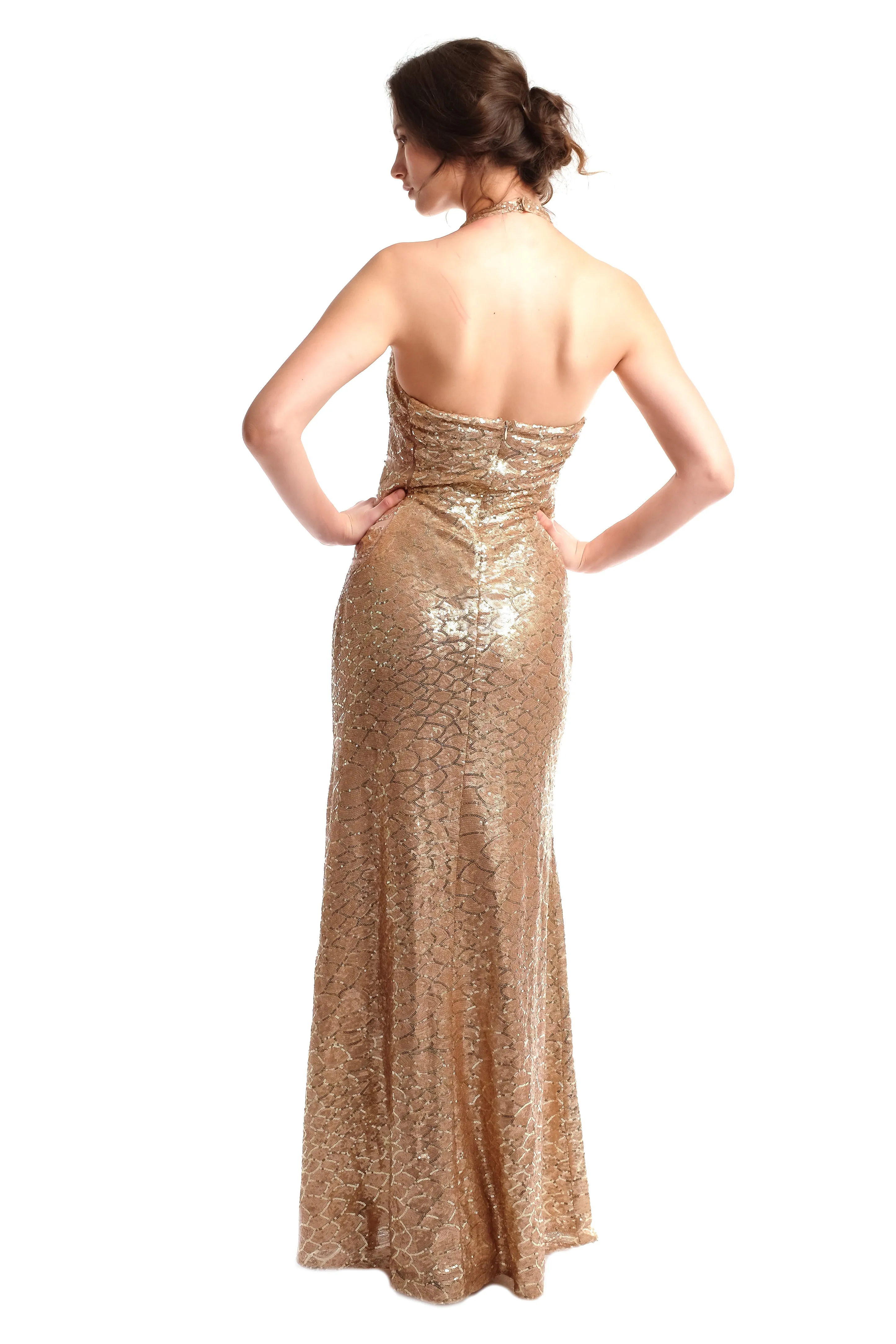 Gianna Halter Sequins Maxi Gown