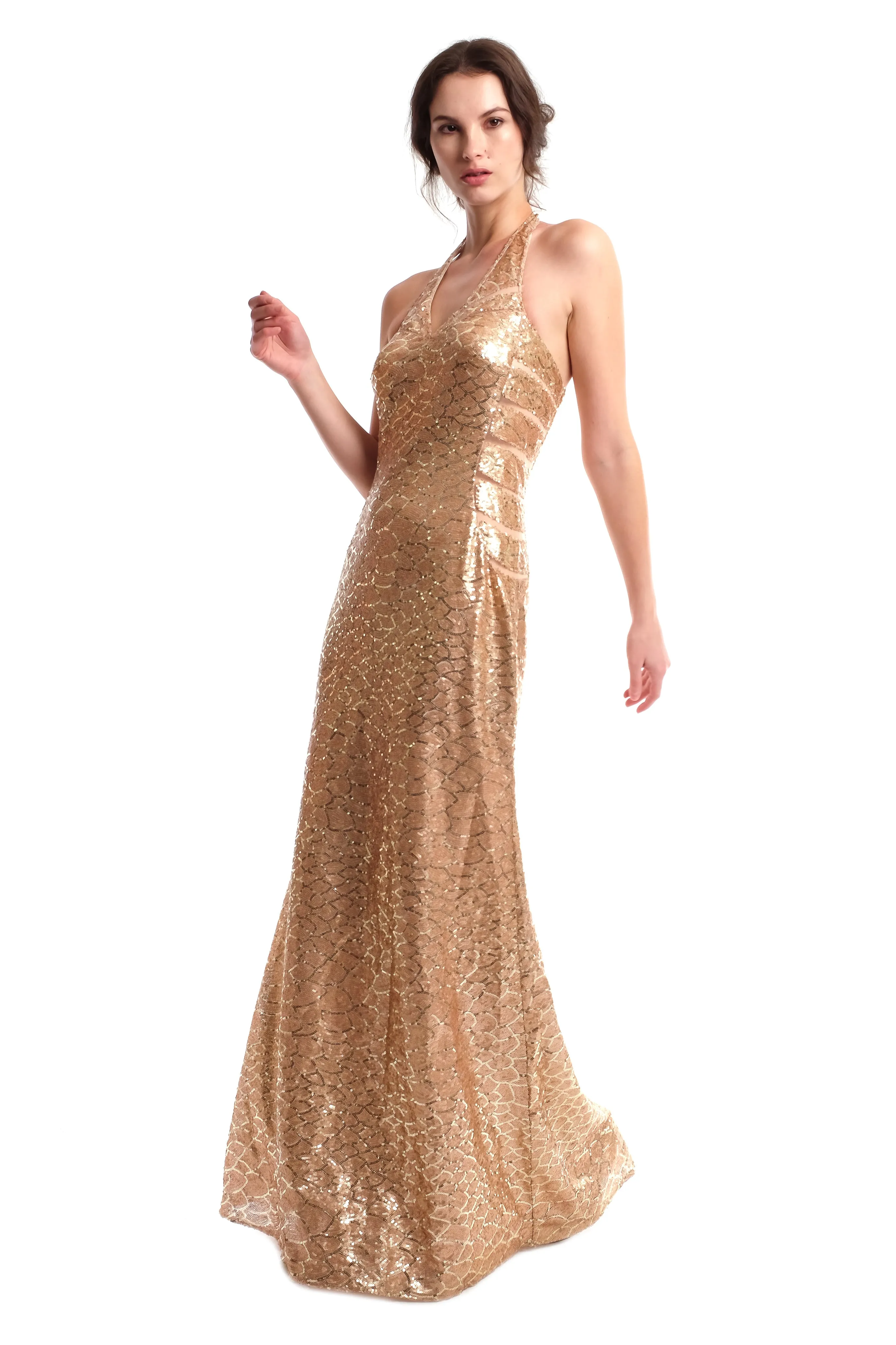 Gianna Halter Sequins Maxi Gown