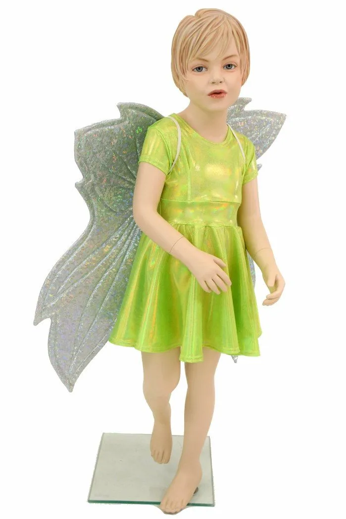 Girls Lime Skater Dress ( Fairy Wings!)