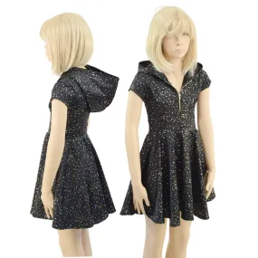 Girls Star Noir Skater Dress with Hood and Zipper