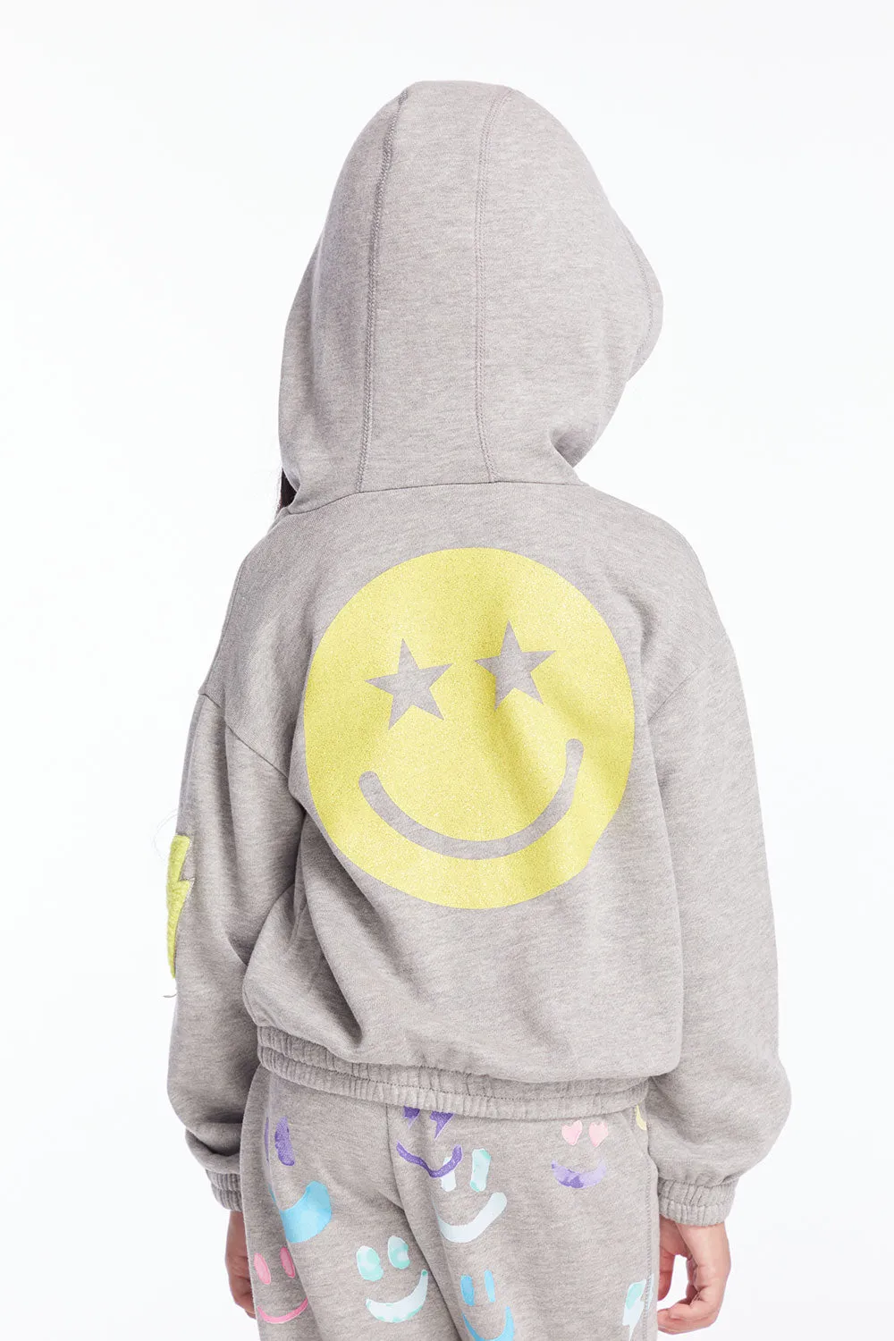 Glitter Smiley Girls Pullover Hoodie