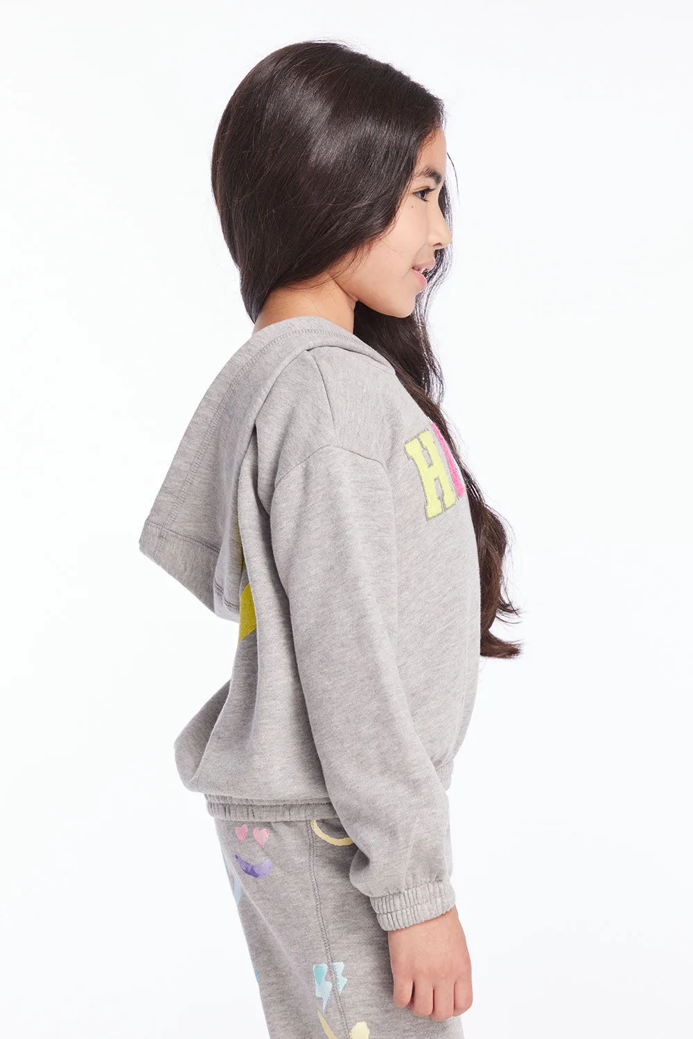 Glitter Smiley Girls Pullover Hoodie