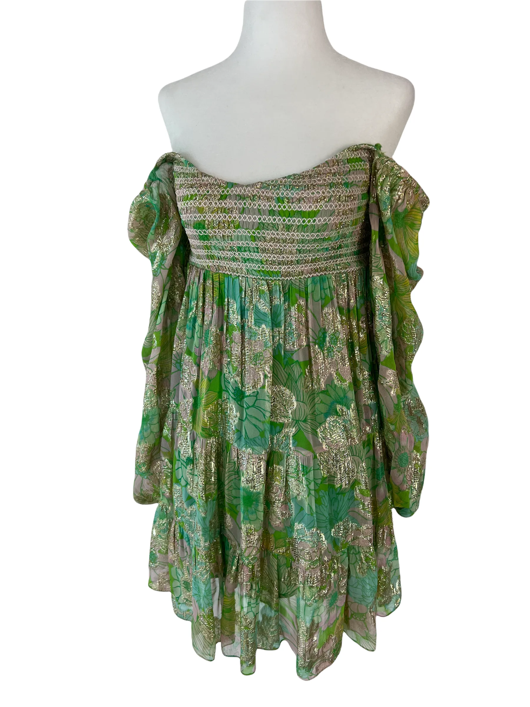 Green Off Shoulder Dress - XS