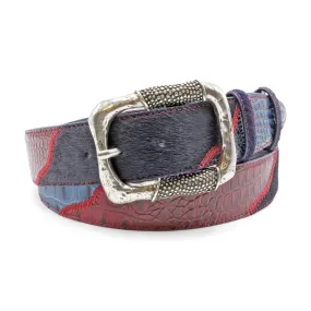 Greystoke Triple Navy/Burgundy Mix Centre Prong Belt