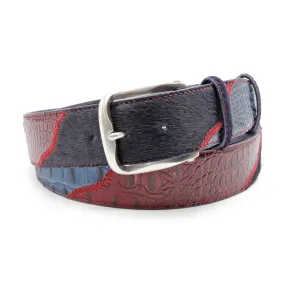 Greystoke Triple Navy/Burgundy Mix Fluted Belt