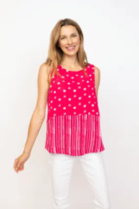 Habitat Sale, 33201 Mixed Side Button Tank, Rose 50% Off Regular Price