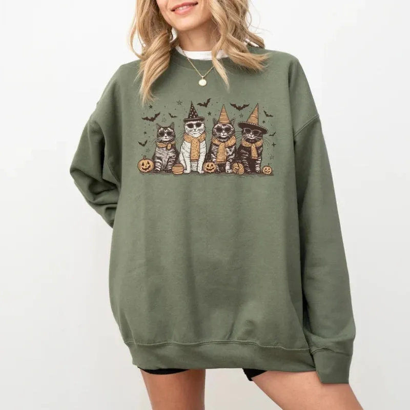 Halloween Kitty Printed Comfy Sweatshirts