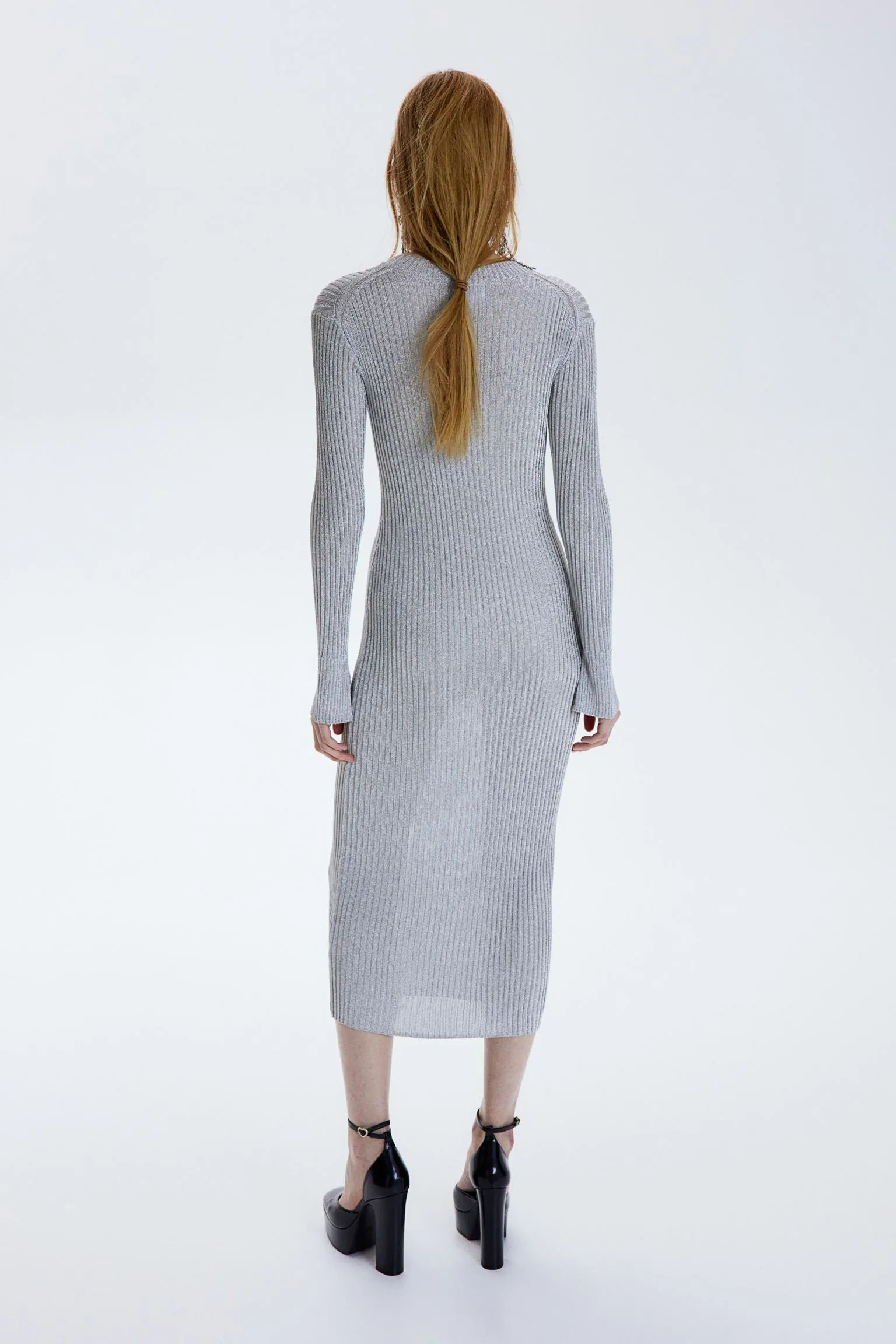 H&M Shimmery Rib-knit dress, silver