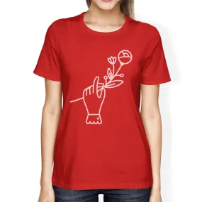 Hand Holding Flower Red Women's Tee Gift Ideas for Flower Lovers