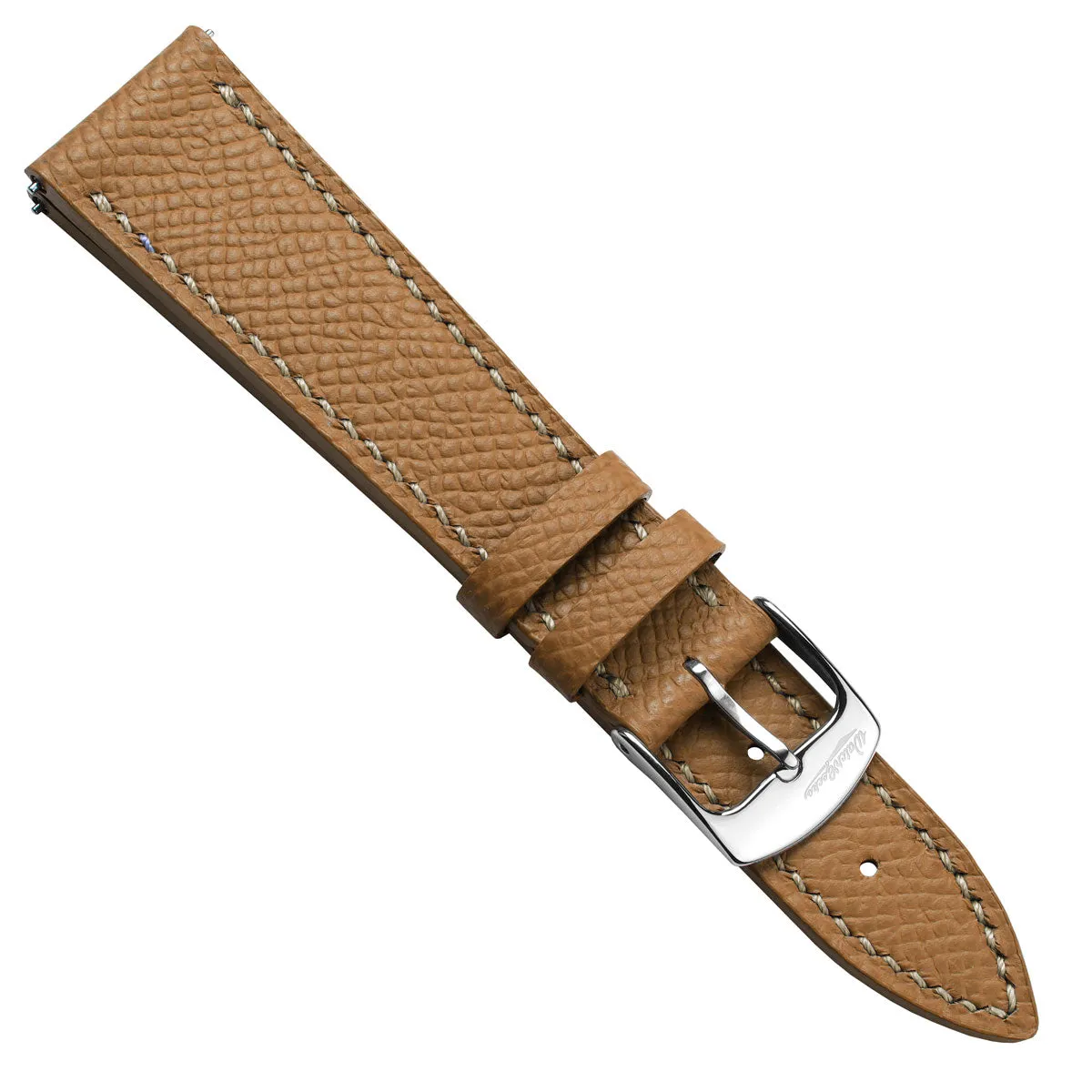 Hand Stitched Epsom Alpine Leather Watch Strap - Light Brown