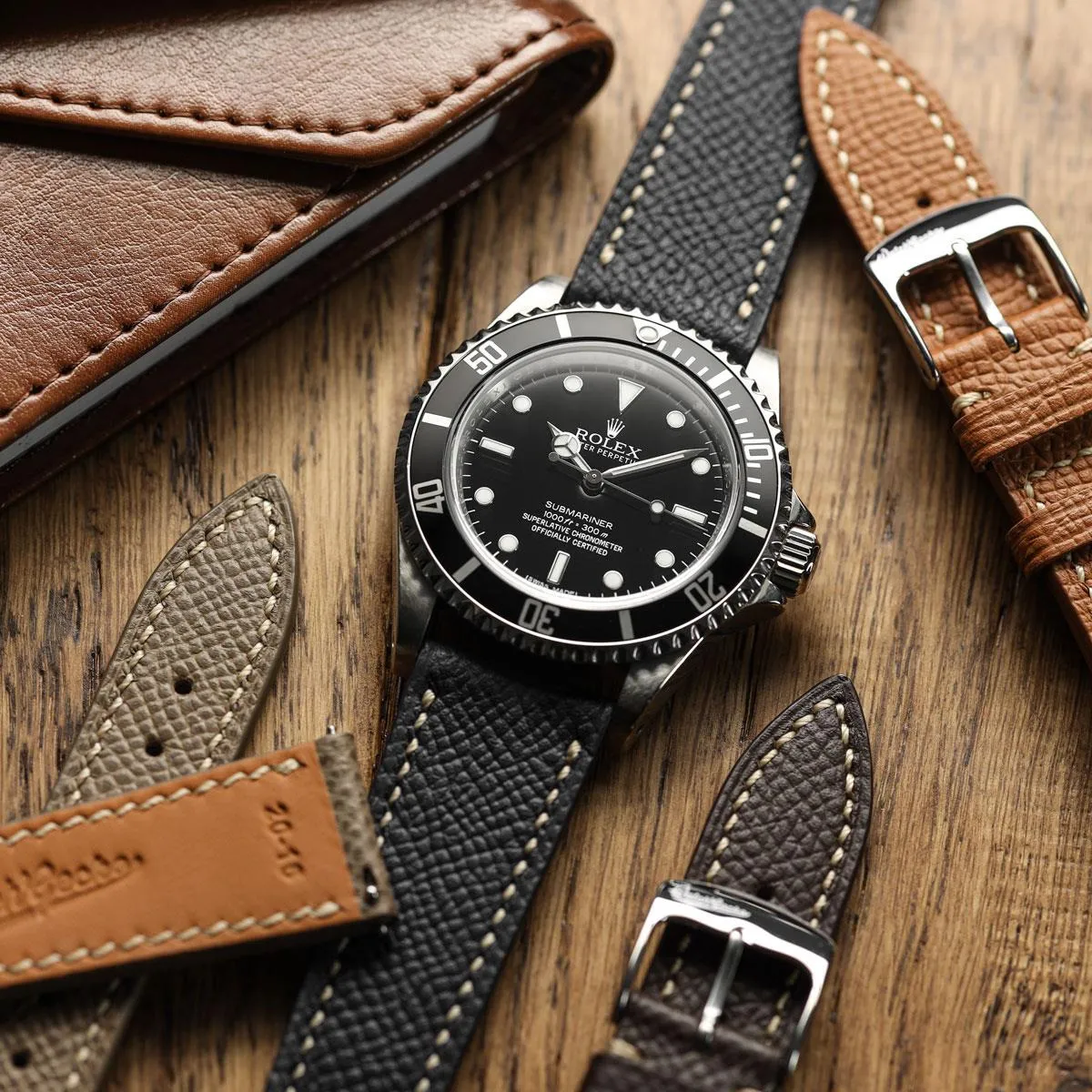 Hanley Textured Epsom Leather Watch Strap - Black