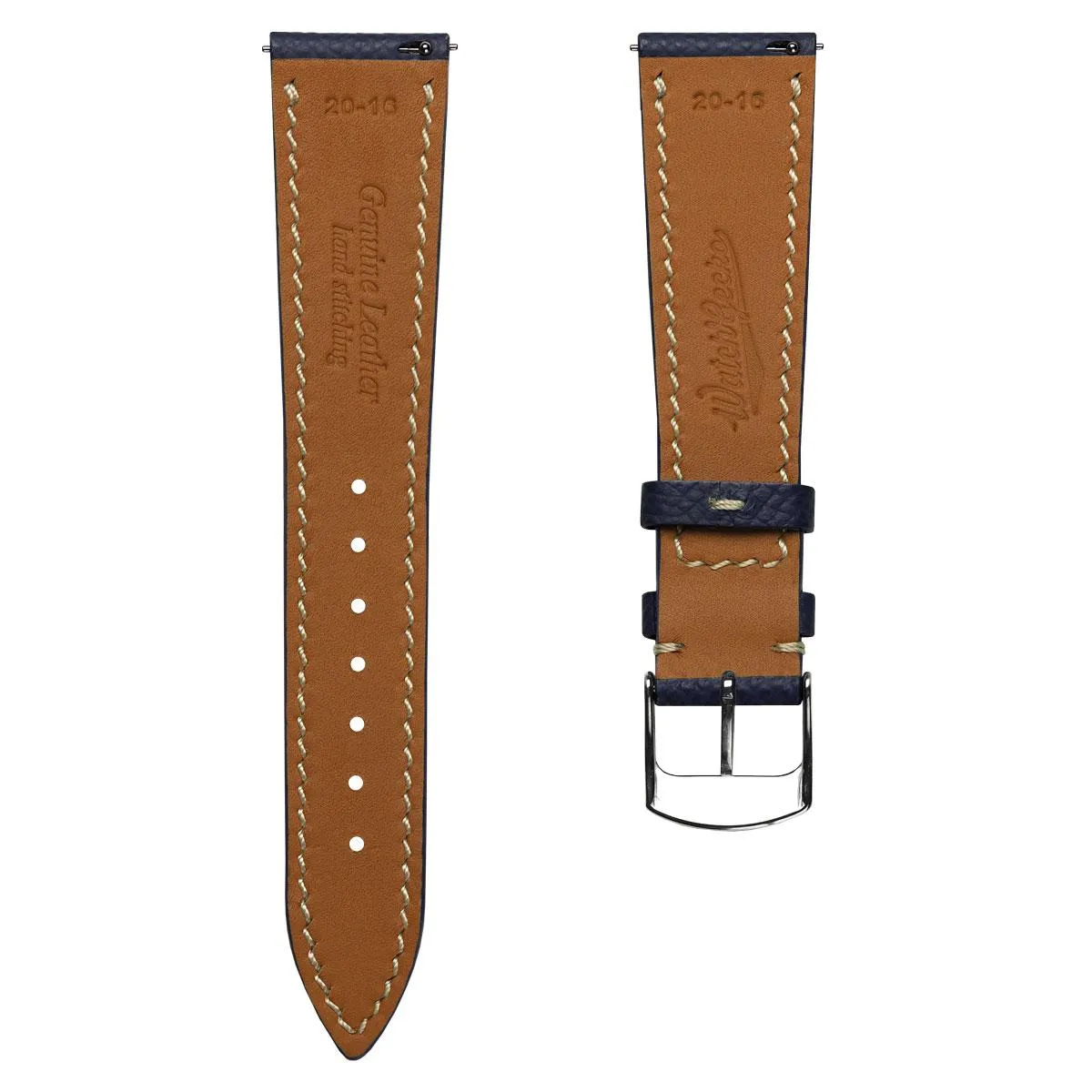 Hanley Textured Epsom Leather Watch Strap - Dark Blue