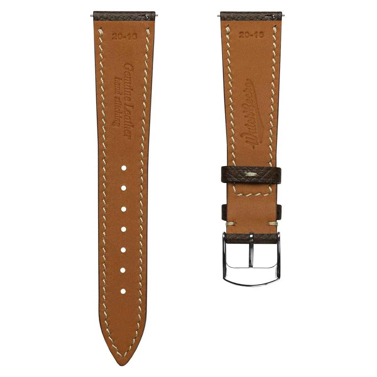 Hanley Textured Epsom Leather Watch Strap - Dark Brown