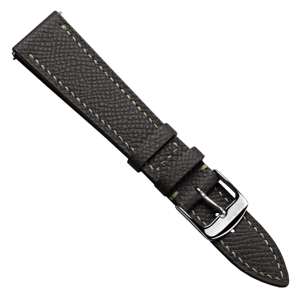 Hanley Textured Epsom Leather Watch Strap - Dark Brown