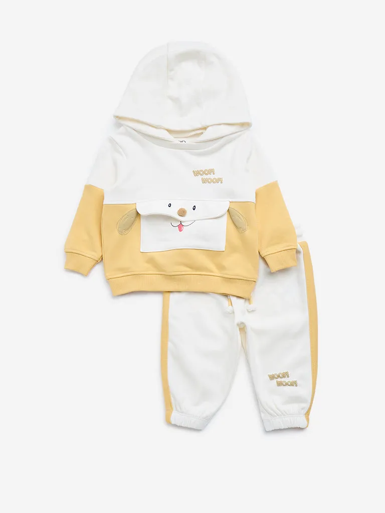 HOP Baby Mustard Dog Applique Sweatshirt & Joggers Set