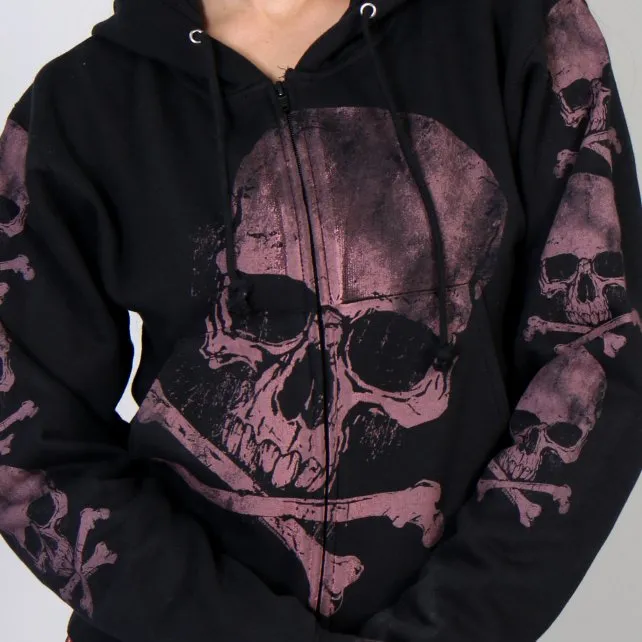 Hot Leathers GLZ4324 Ladies ‘Skull and Crossbones' Jumbo Print Ladies Hooded Sweatshirt