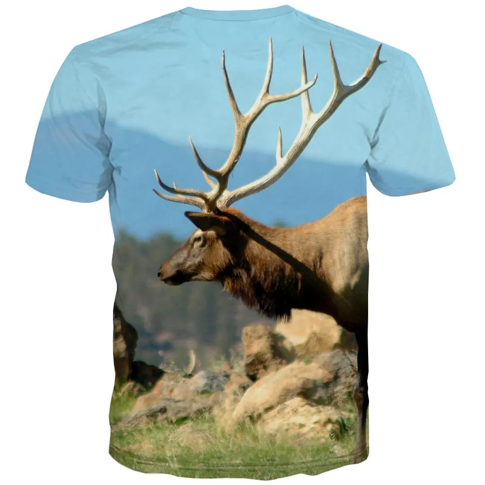 Hunting T shirts Men Jungle T-shirts Graphic Deer Tshirts Casual Shooter T shirts Funny Camouflage Shirt Print