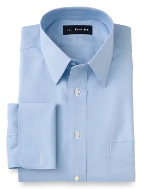 Impeccable Non-Iron Cotton Pinpoint Straight Collar French Cuff Dress Shirt - Blue