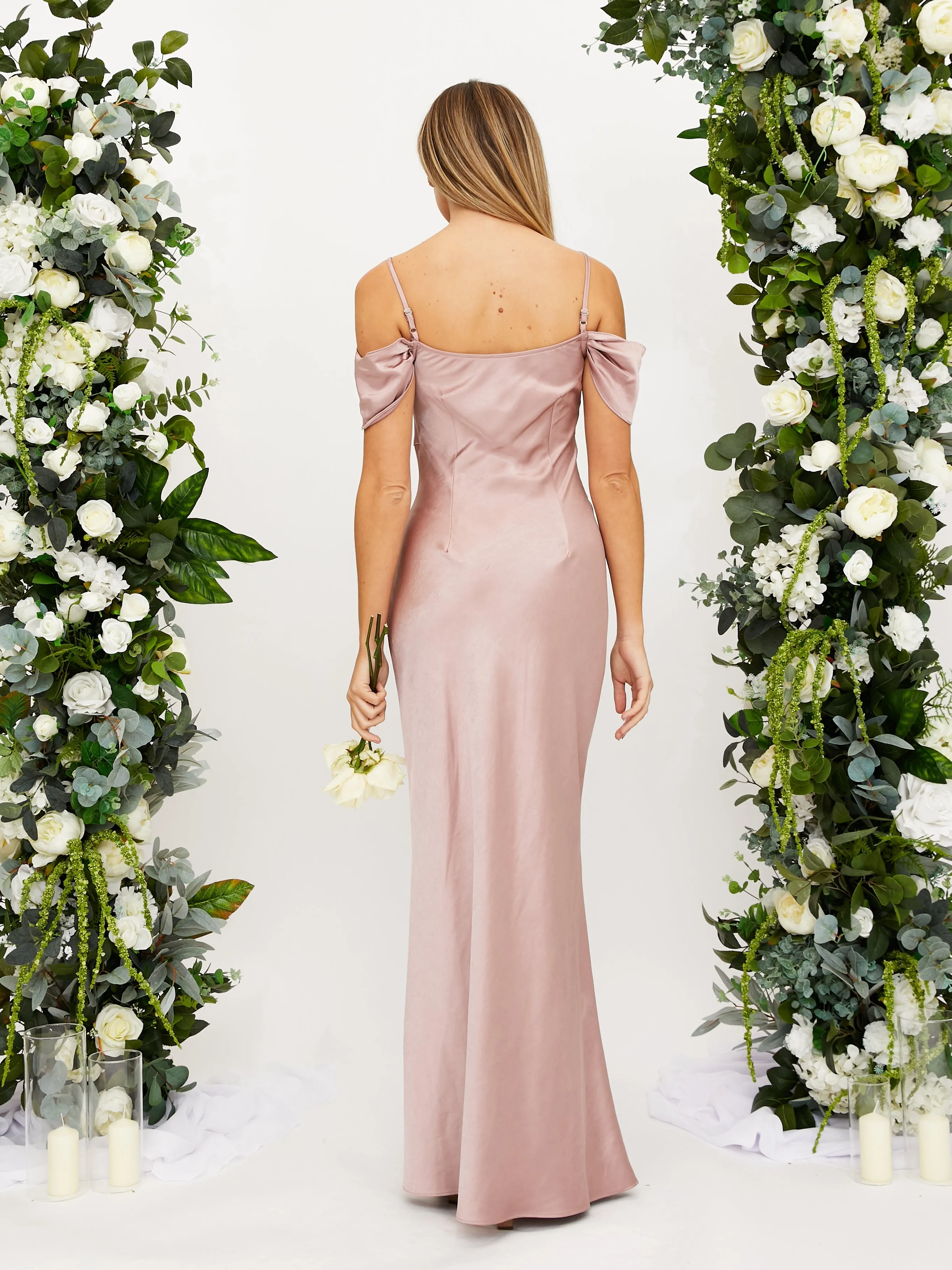 IMPERFECT Cowl Neck Maxi Satin Dress / Blush