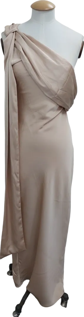 In The Style Nude Asymmetric Draped Neckline Maxi Dress UK 8