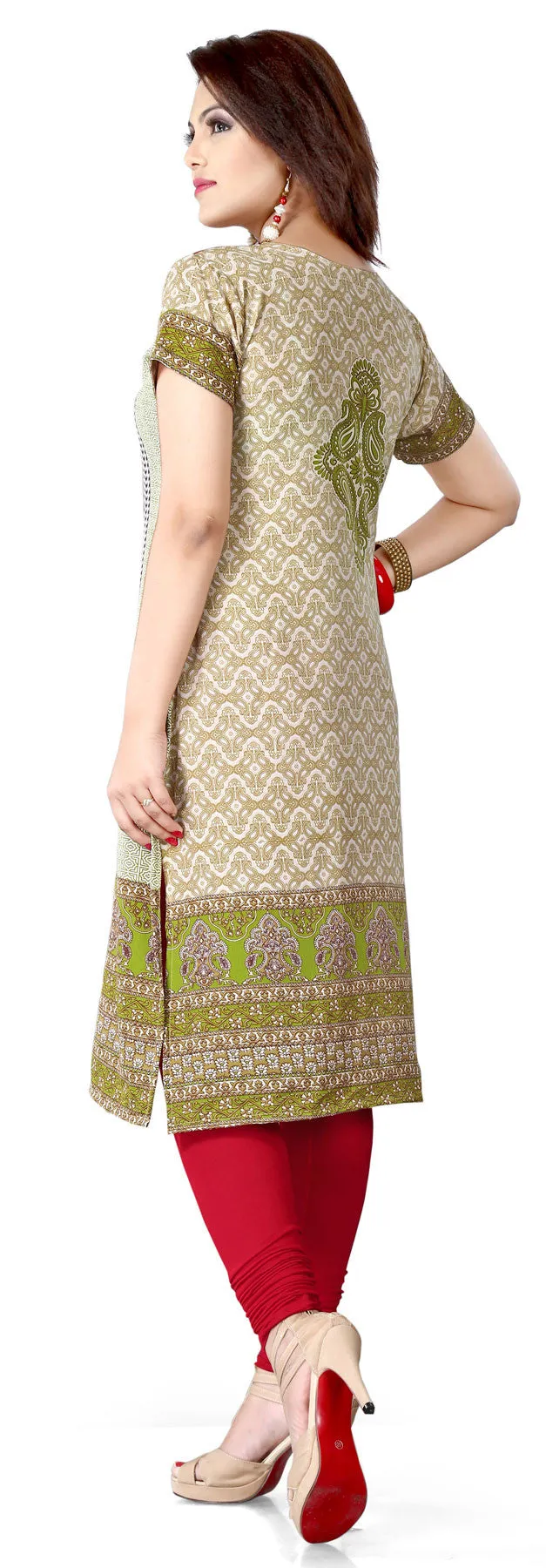 Indian Long Kurti Top Tunic Printed Womens India Clothes (Maroon)