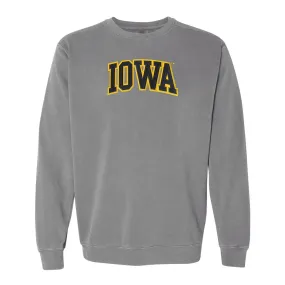 Iowa Applique CC Garment Dyed Crewneck Sweatshirt - Grey