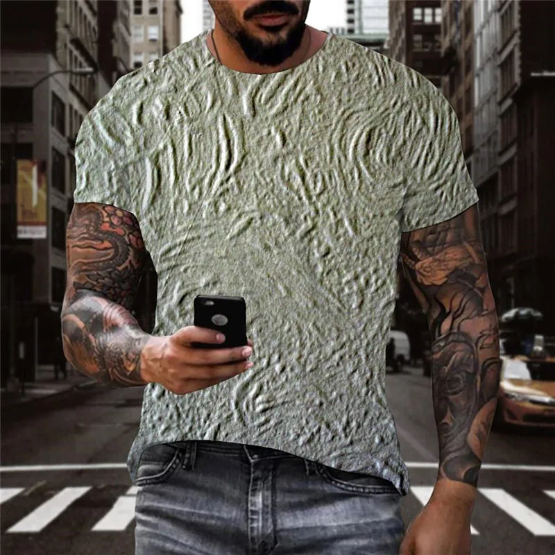 Irregular Convex Texture shirts special texture 3D tshirt Casual art costume different man