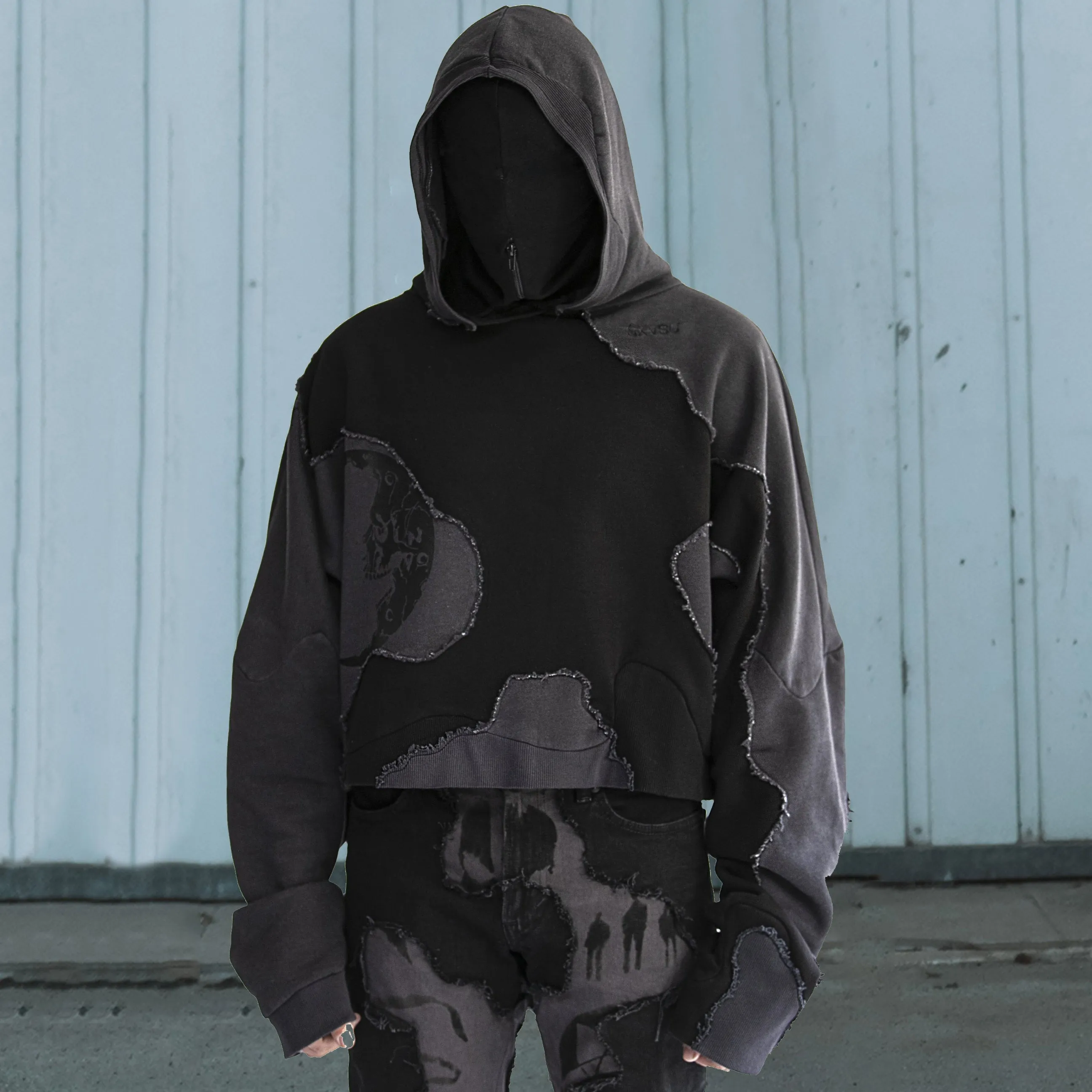 Irregular deconstruction stitching casual street hoodie