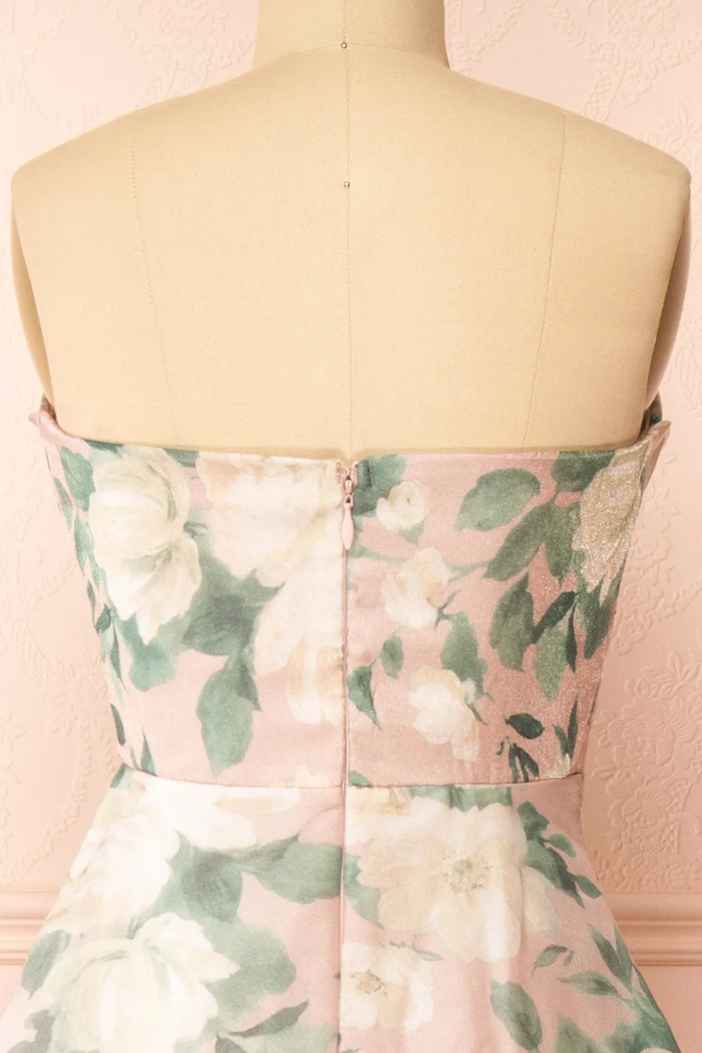 Janine Blush | Strapless Floral Maxi Dress