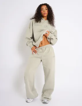 Kaiia Studio Script Logo Wide Leg Joggers Matcha