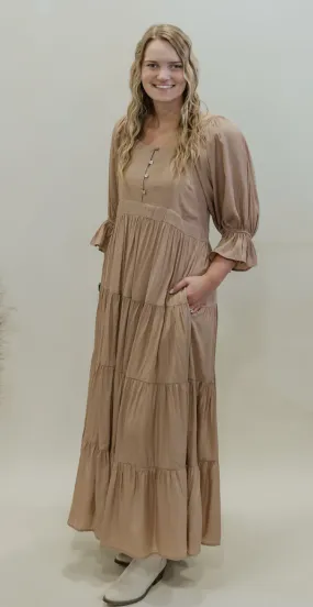 KAILEY TAUPE LONG MAXI DRESS